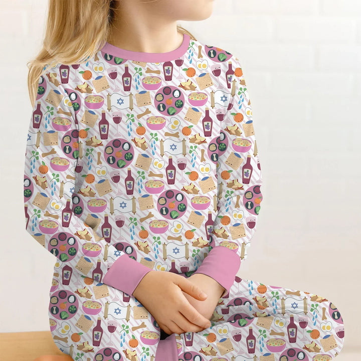 Passover Meal Bamboo Two Piece Long Sleeve Pajama Set