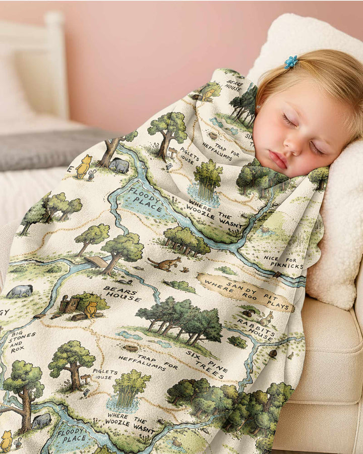 Classic Bear Maps Bamboo Blanket