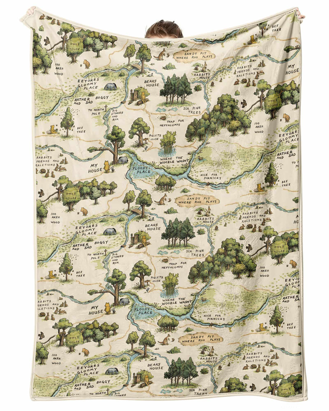 Classic Bear Maps Bamboo Blanket