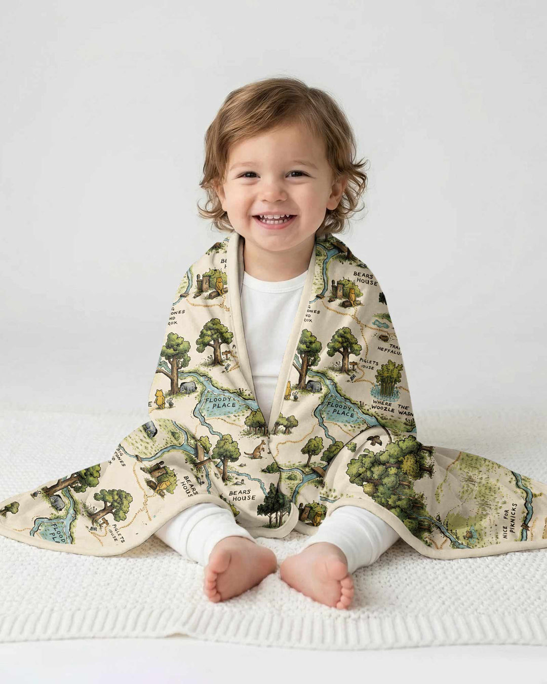 Classic Bear Maps Bamboo Blanket