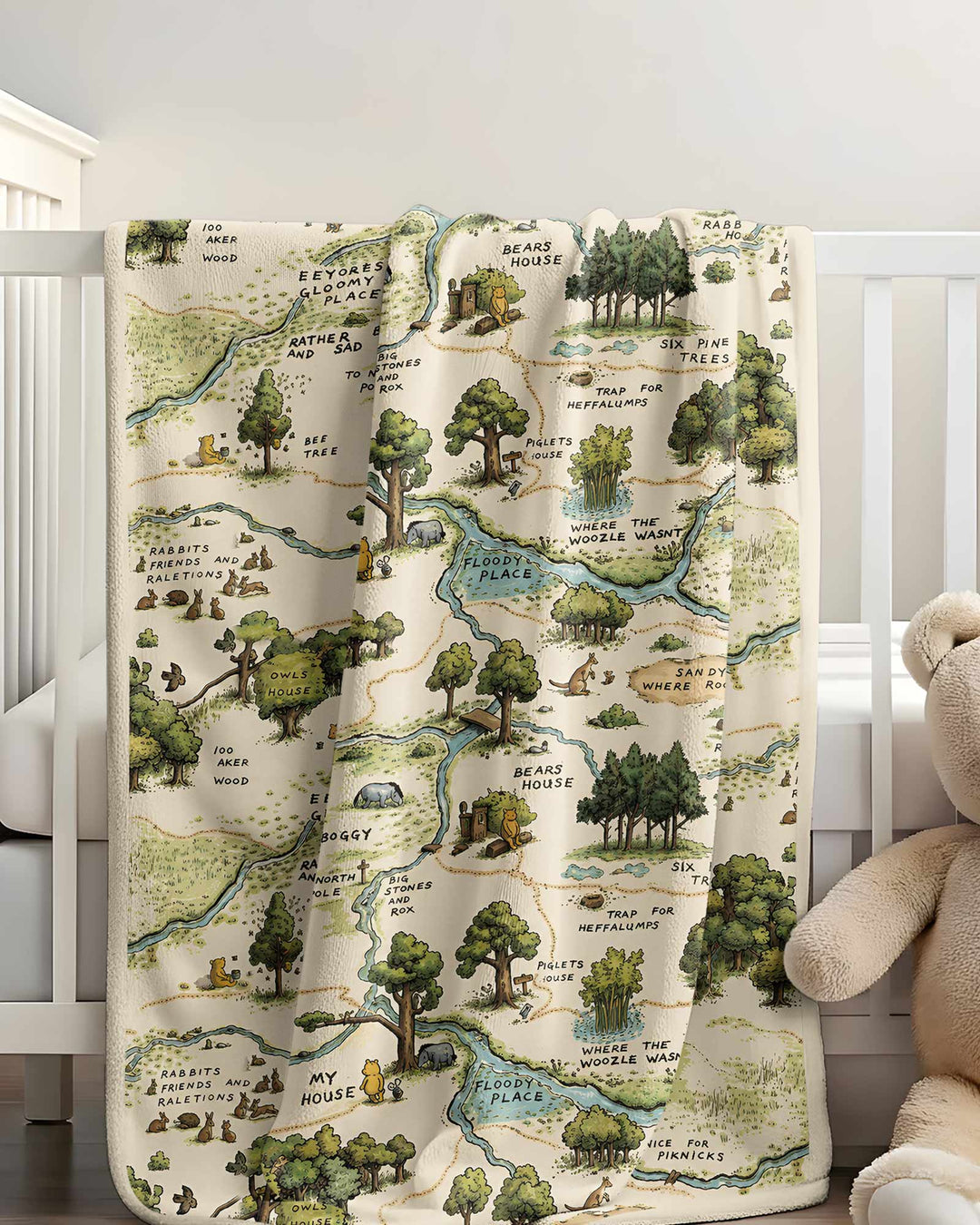 Classic Bear Maps Bamboo Blanket