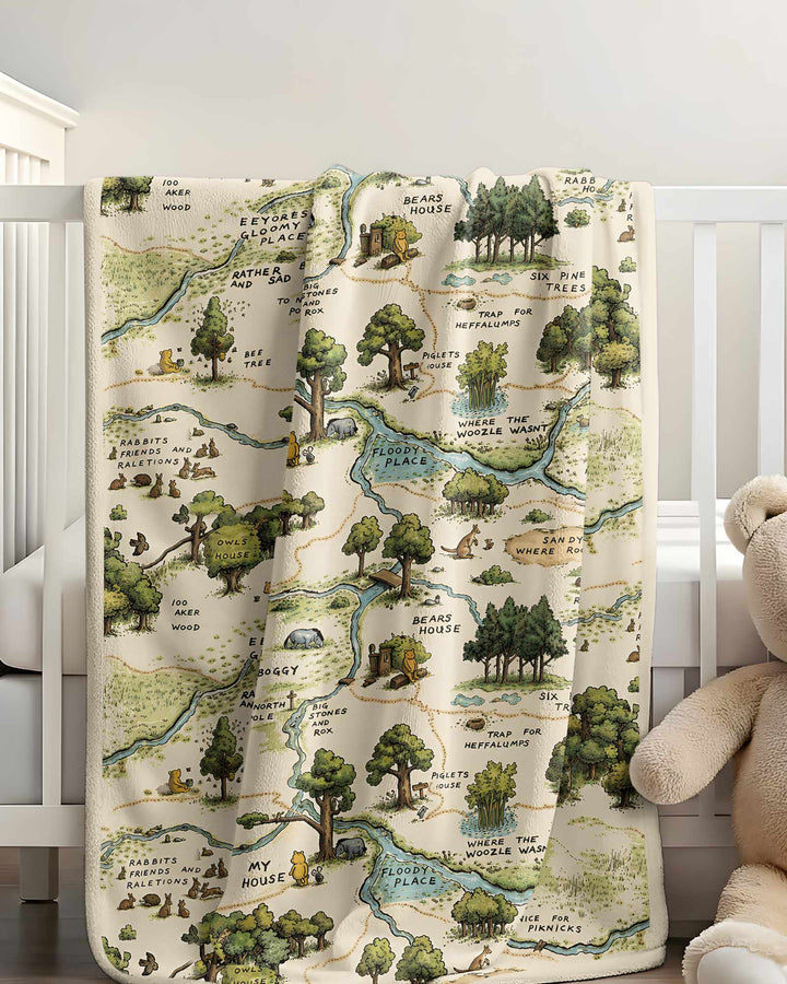 Classic Bear Maps Bamboo Blanket