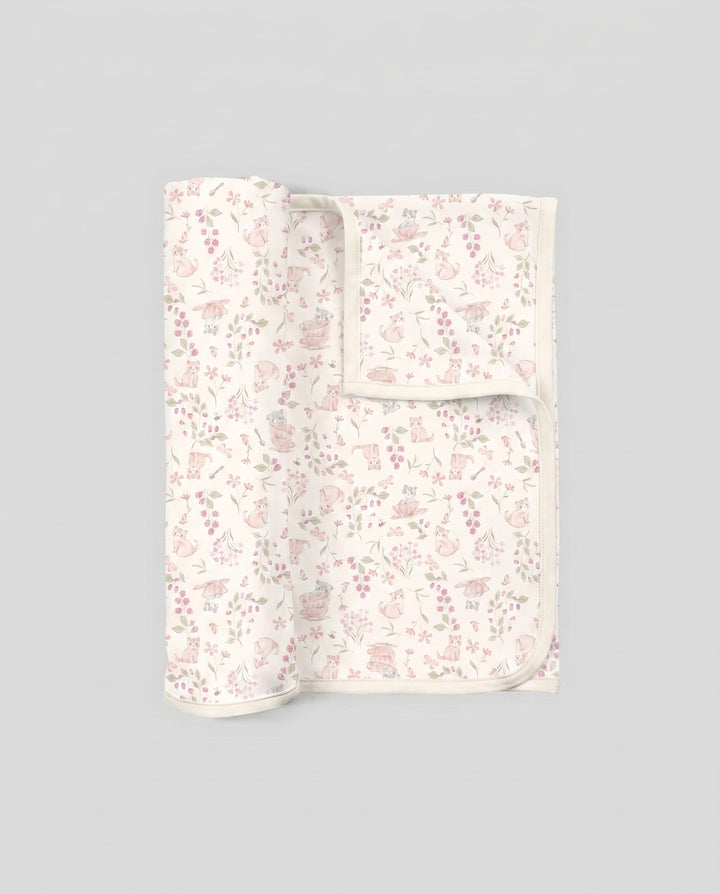 Berry Meadow Friends Bamboo Swaddle Blanket