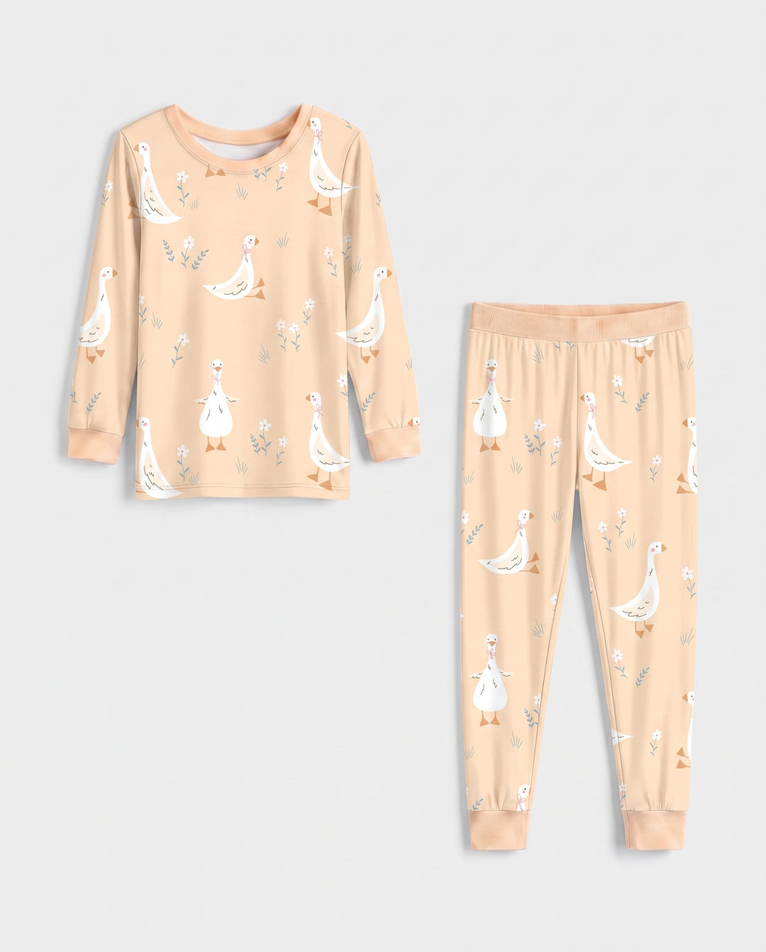 White Goose Garden Bamboo Two Piece Long Sleeve Pajama Set