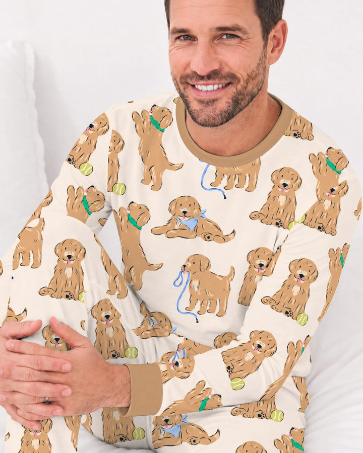 Golden Puppy Playtime Bamboo Men's Pajama Set