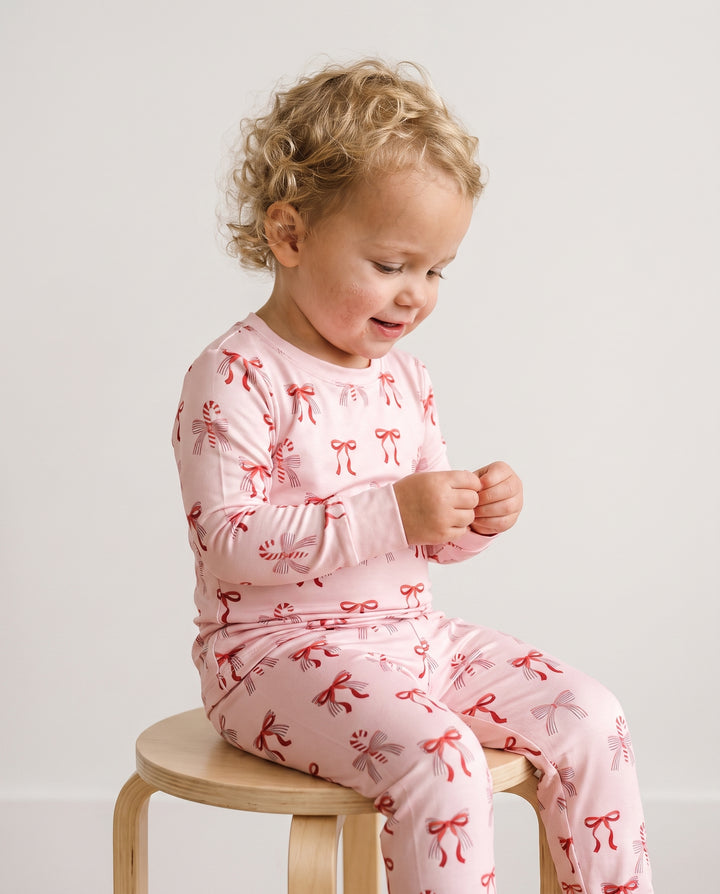 Christmas Bamboo Waffle Bamboo Two Piece Long Sleeve Pajama Set