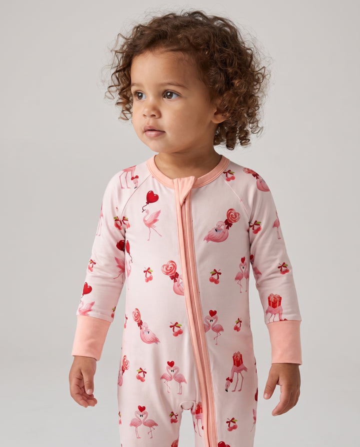Flamingo Sweethearts Bamboo Convertible Zipper Romper
