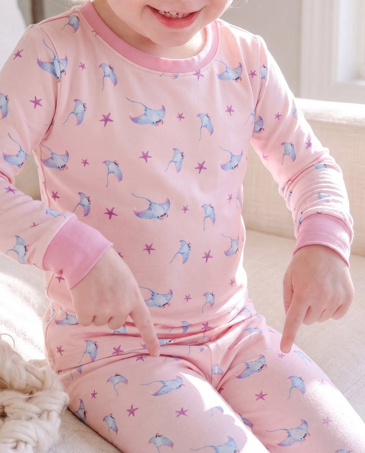 Pastel Manta Wishes Bamboo Two Piece Long Sleeve Pajama Set