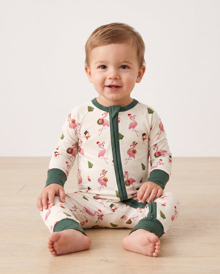 Starlight Cream Flamingo Christmas Cheer Bamboo Convertible Zippy