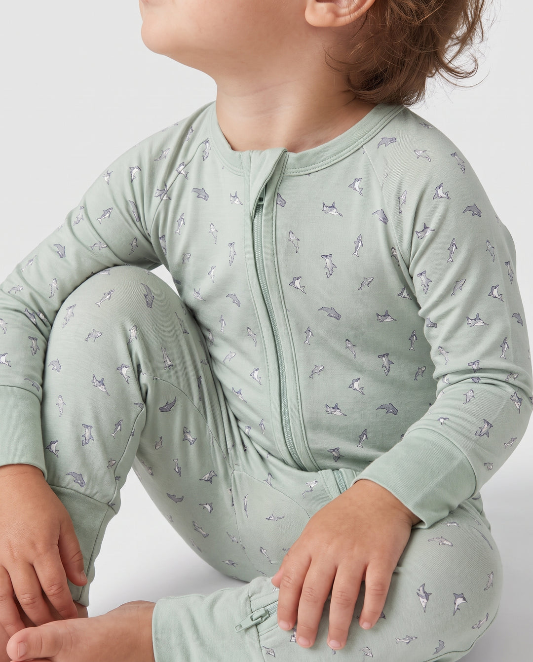Seafoam Dolphin Dance Bamboo Convertible Zipper Romper
