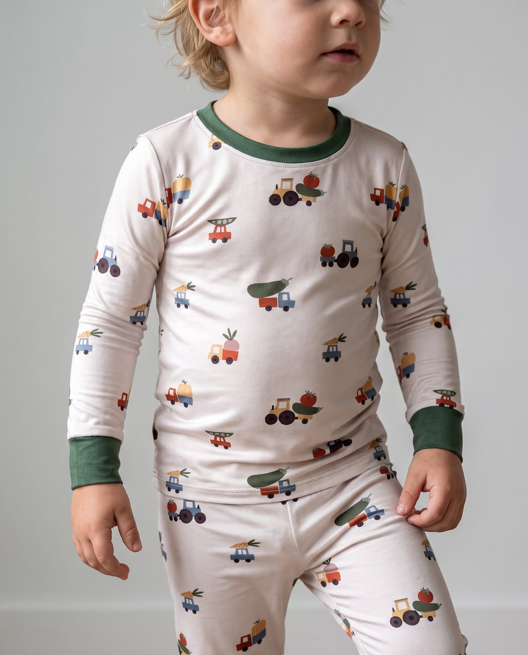 Little Harvest Wheels Bamboo Two Piece Long Sleeve Pajama Set