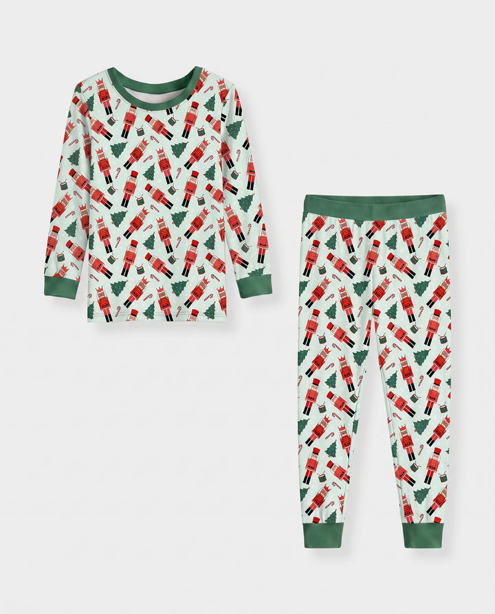 Green Nutcracker Holiday March Bamboo Two Piece Long Sleeve Pajama Set