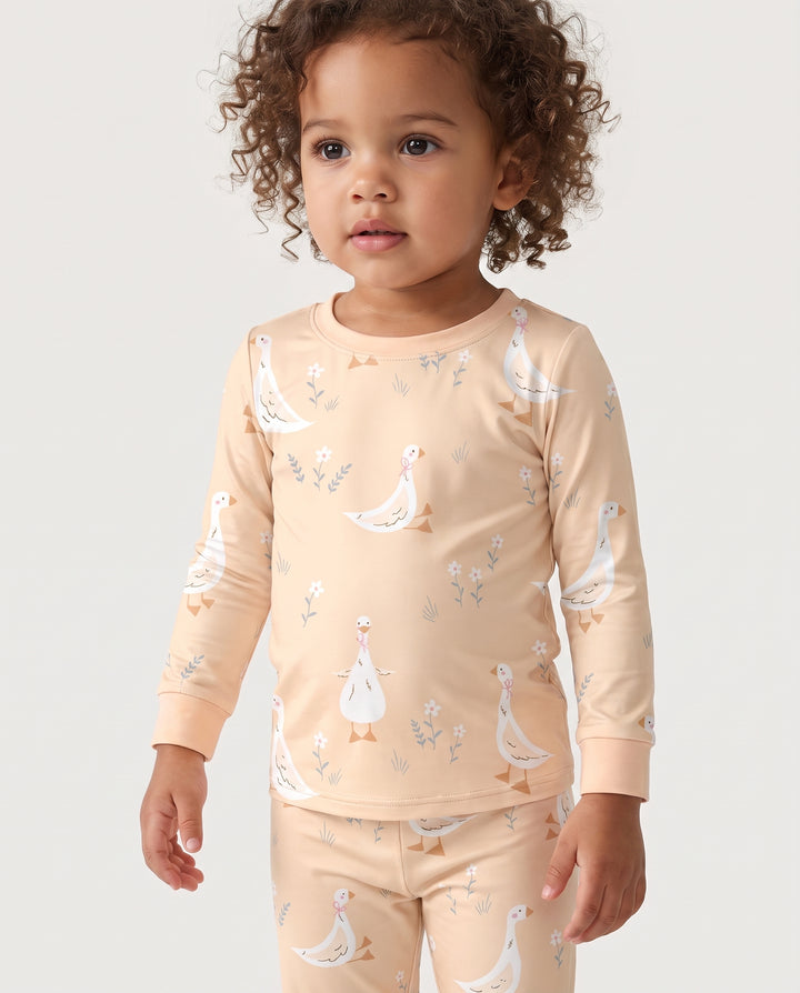 White Goose Garden Bamboo Two Piece Long Sleeve Pajama Set