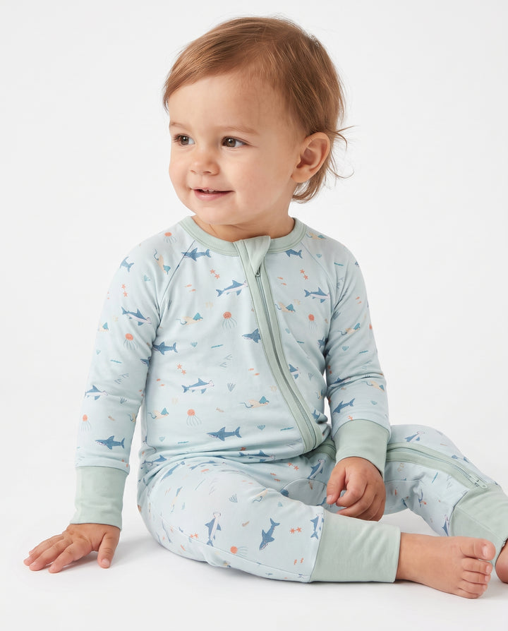 Little Ocean Swimmers Bamboo Convertible Zipper Romper