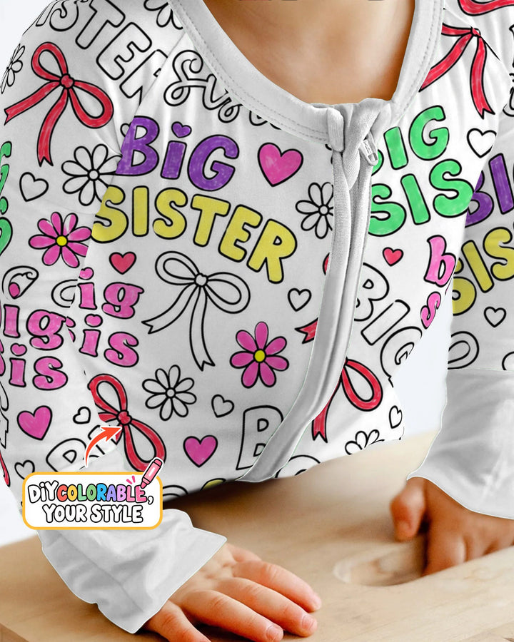 Big Sister Bows & Flowers Colorable Bamboo Convertible Zippy