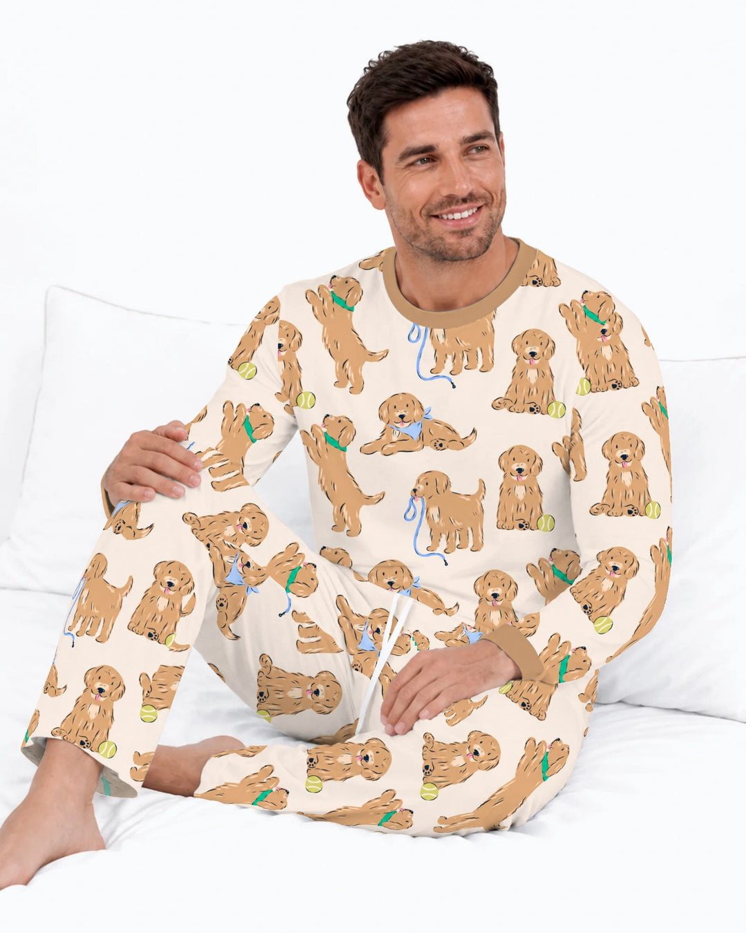Golden Puppy Playtime Bamboo Men's Pajama Set
