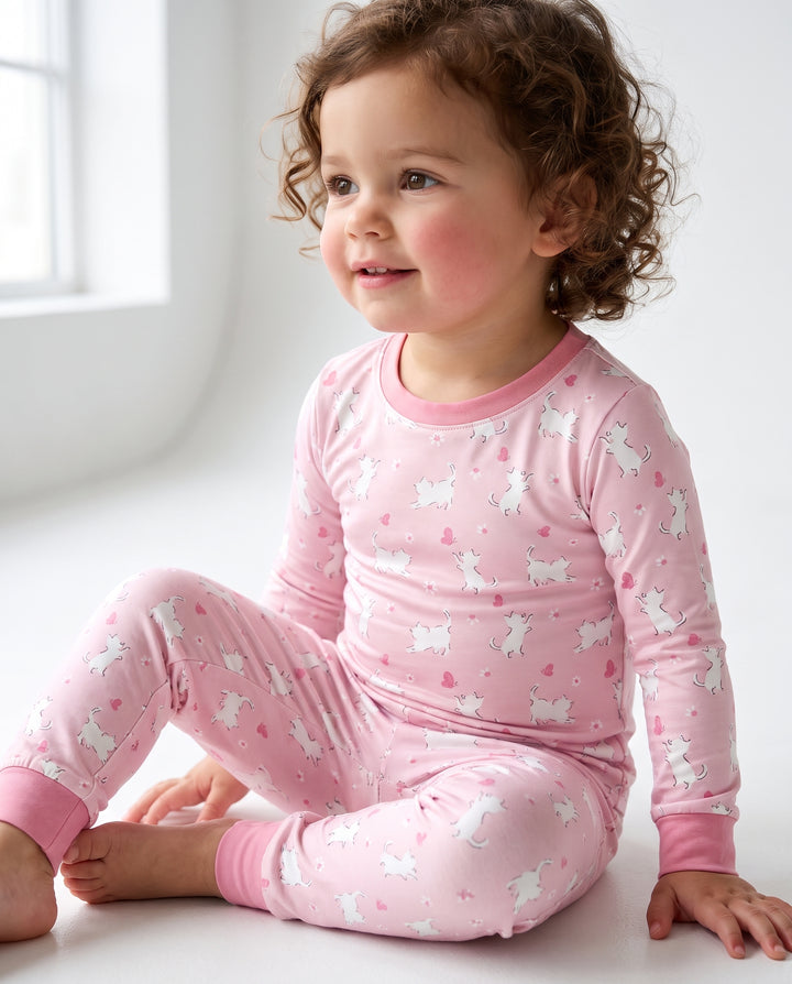 Sweet Kitten Hearts Bamboo Two Piece Long Sleeve Pajama Set
