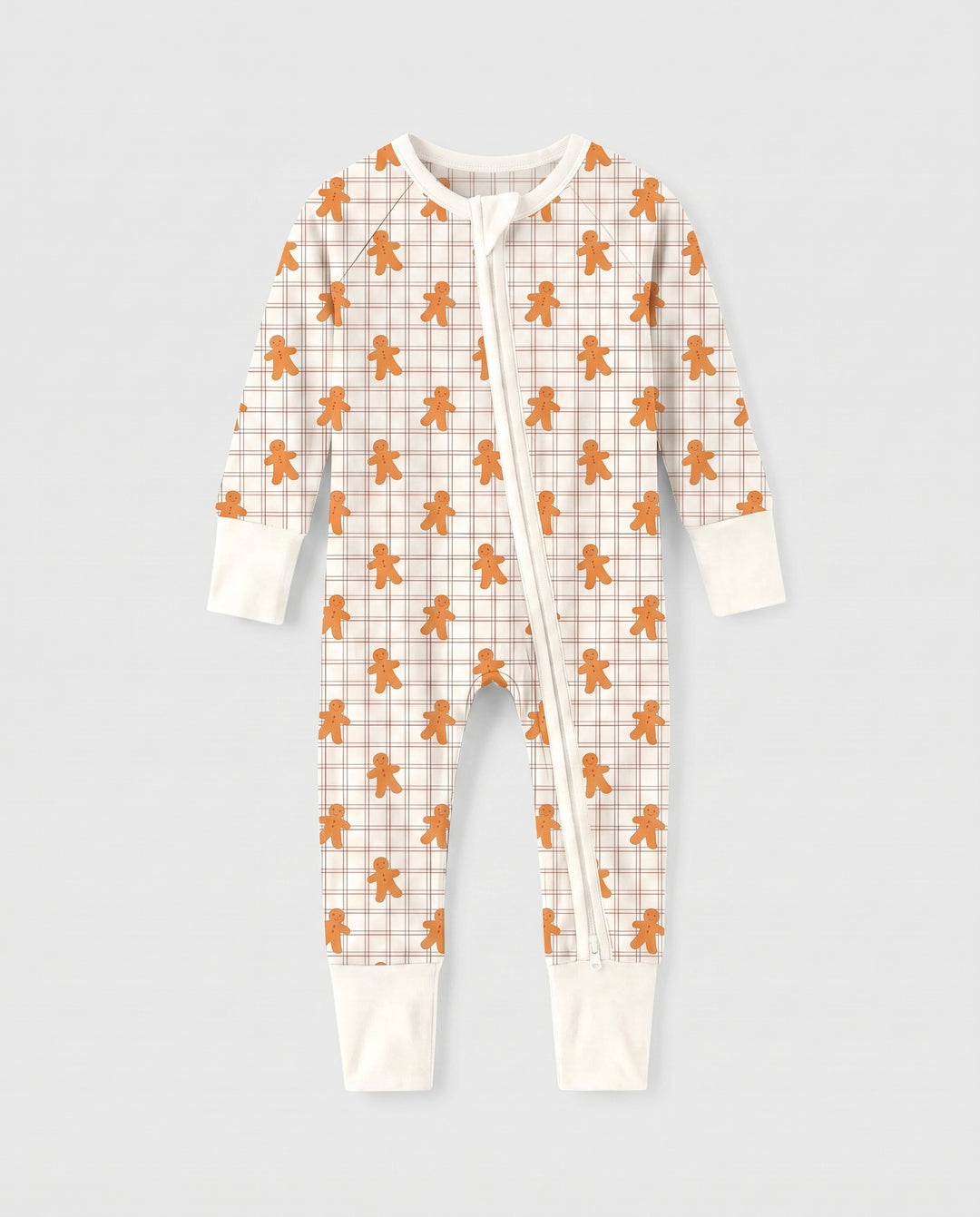 Gingerbread Plaid Parade Bamboo Convertible Zipper Romper