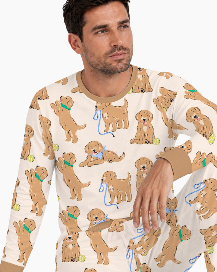 Golden Puppy Playtime Bamboo Men's Pajama Set