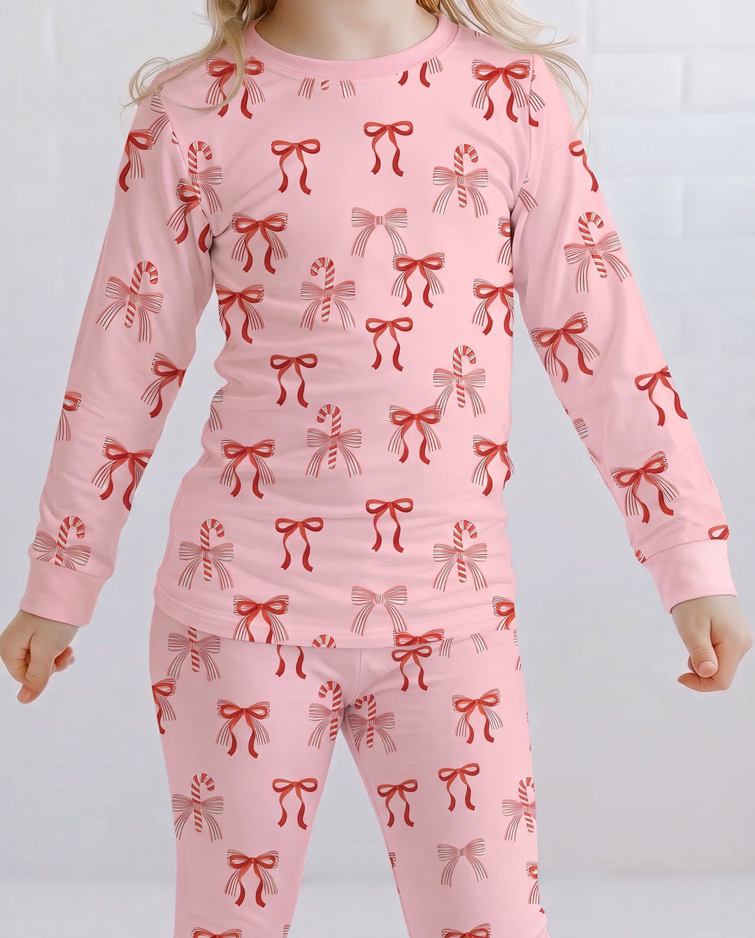 Christmas Bamboo Waffle Bamboo Two Piece Long Sleeve Pajama Set