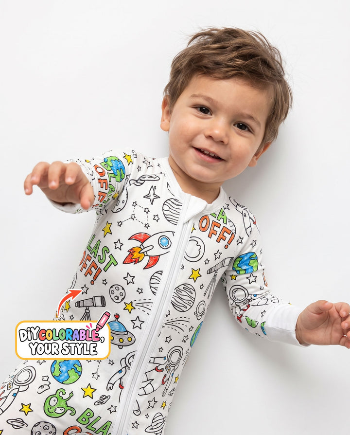 Blast Off Space Adventure Colorable Bamboo Convertible Zippy