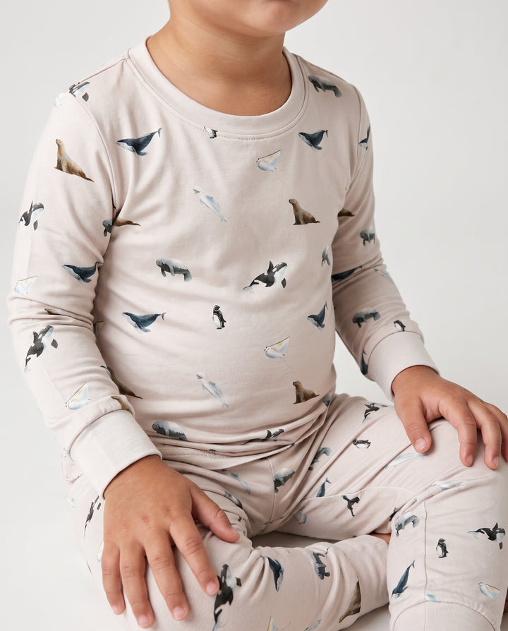 Arctic Ocean Friends Bamboo Two Piece Long Sleeve Pajama Set