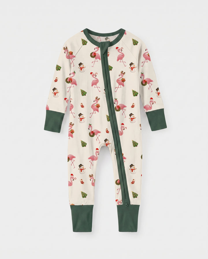 Starlight Cream Flamingo Christmas Cheer Bamboo Convertible Zippy