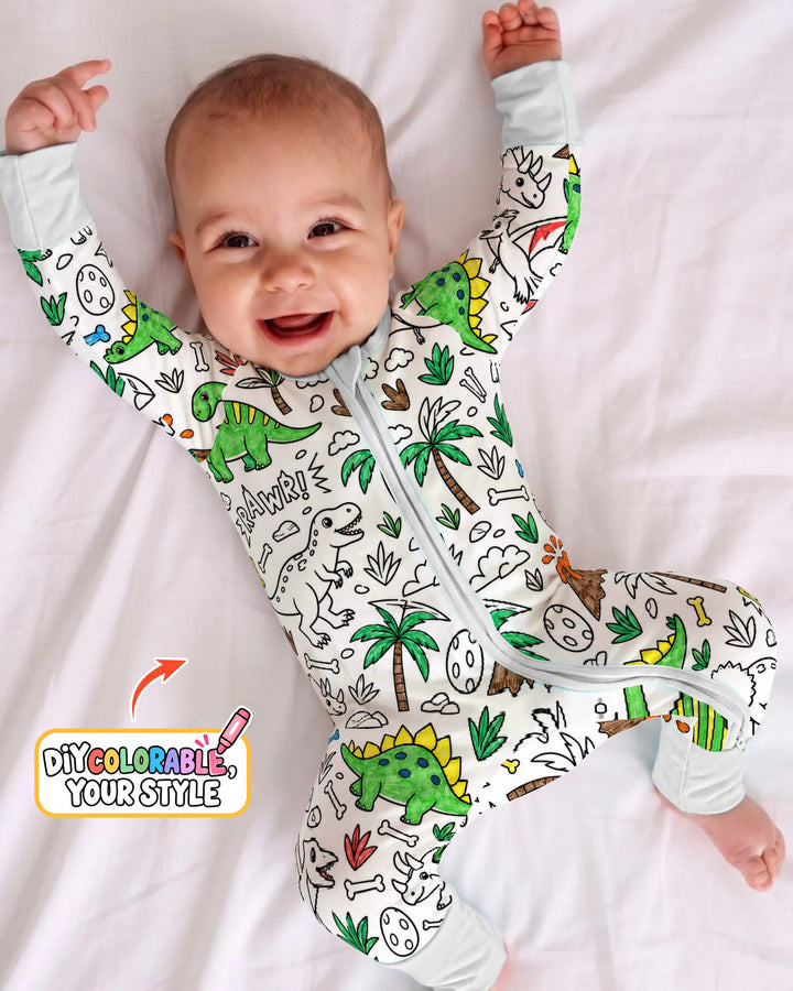 Dinosaur Prehistoric Adventure Colorable Bamboo Convertible Zippy