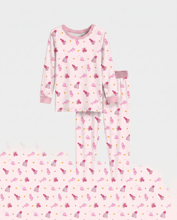 Pink Tide Treasures Bamboo Two Piece Long Sleeve Pajama Set