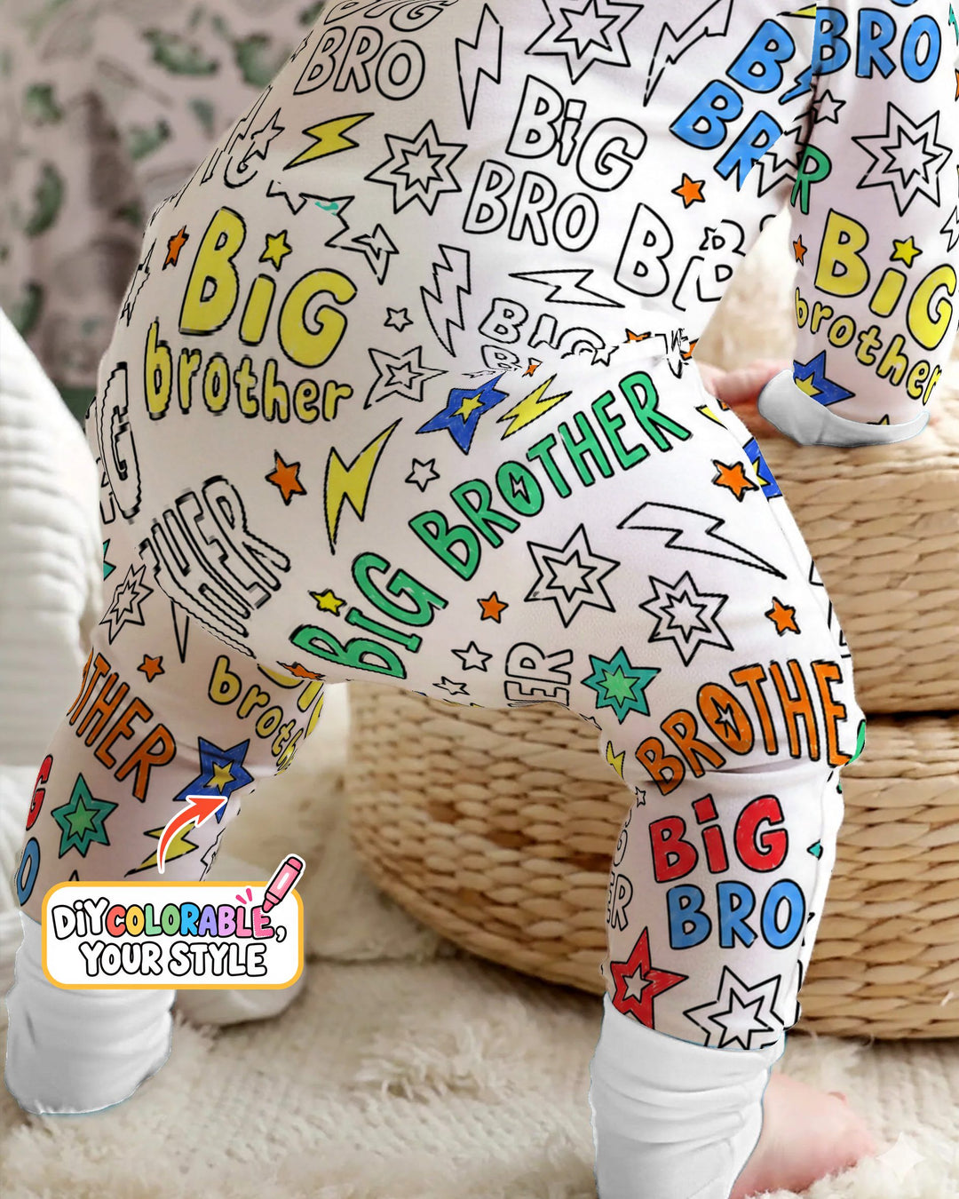 Big Brother Superhero Doodles Colorable Bamboo Convertible Zippy