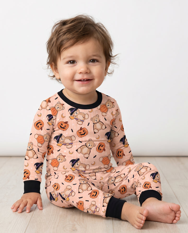 Halloween Teddy Toss Bamboo Two Piece Long Sleeve Pajama Set