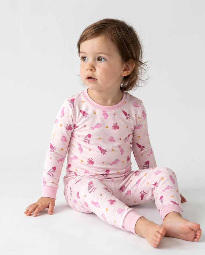 Pink Tide Treasures Bamboo Two Piece Long Sleeve Pajama Set