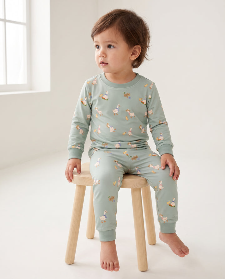 Goose Farm Days Bamboo Two Piece Long Sleeve Pajama Set