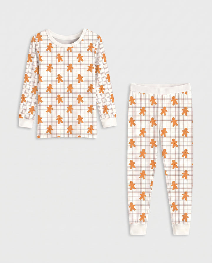 Gingerbread Plaid Parade Bamboo Two Piece Long Sleeve Pajama Set