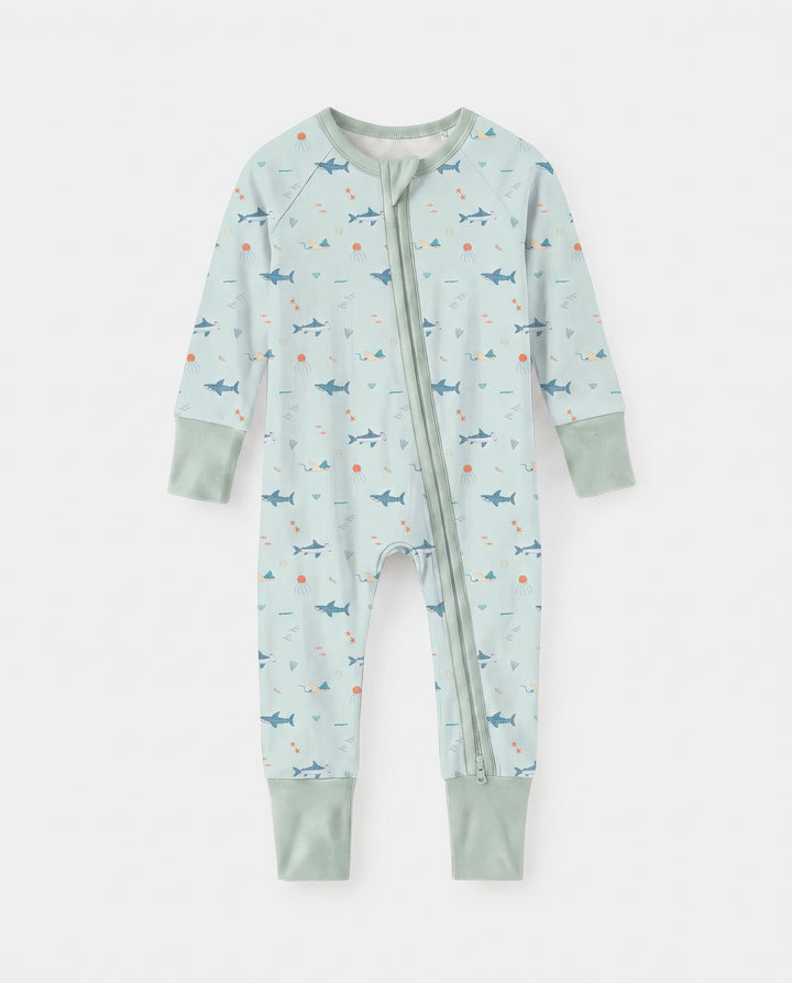 Little Ocean Swimmers Bamboo Convertible Zipper Romper