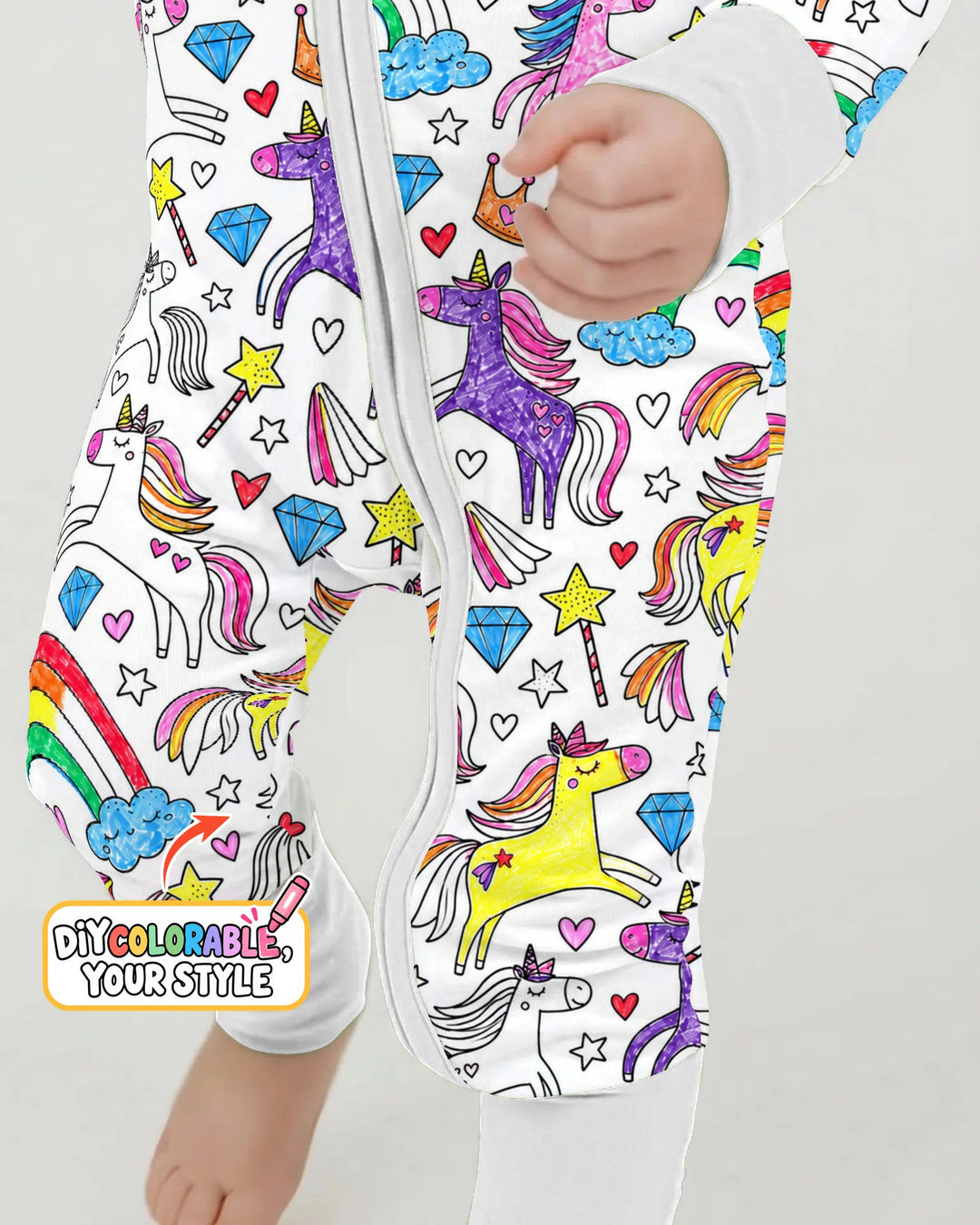 Rainbow Unicorn Magic Doodles Colorable Bamboo Convertible Zippy