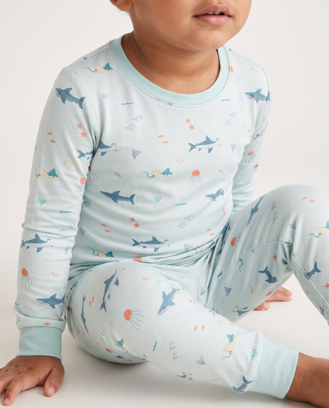 Little Ocean Swimmers Bamboo Two Piece Long Sleeve Pajama Set