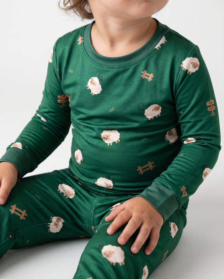 Little Sheep Meadow Bamboo Two Piece Long Sleeve Pajama Set
