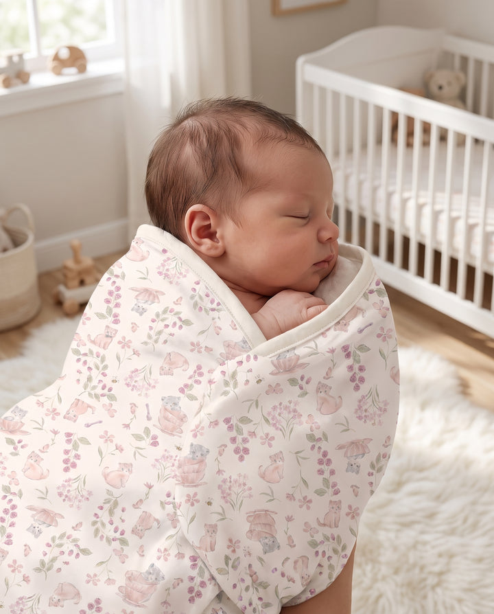 Berry Meadow Friends Bamboo Swaddle Blanket