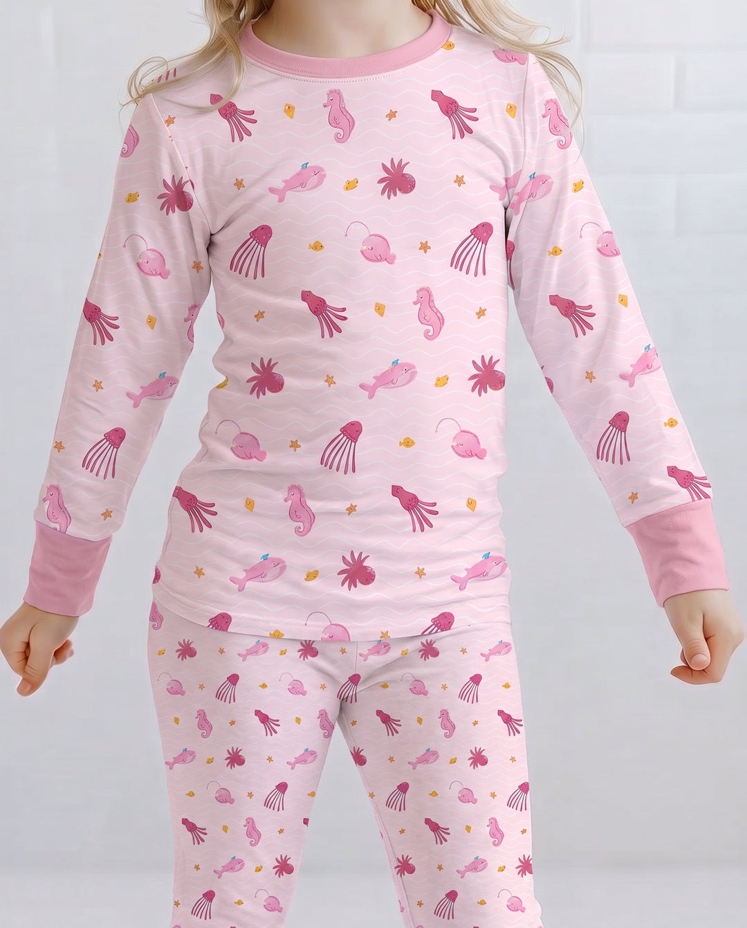 Pink Tide Treasures Bamboo Two Piece Long Sleeve Pajama Set