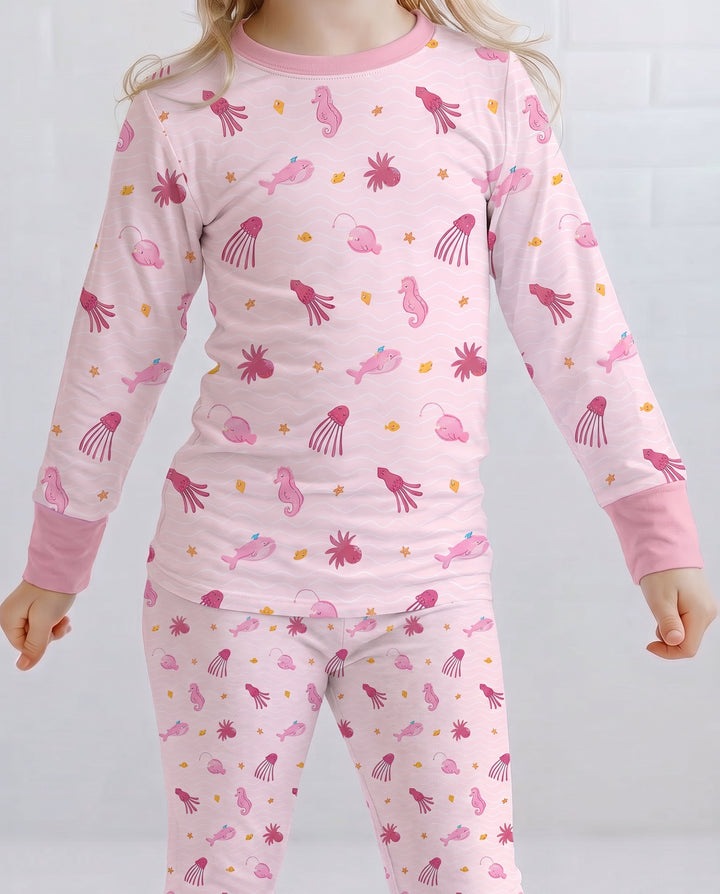 Pink Tide Treasures Bamboo Two Piece Long Sleeve Pajama Set