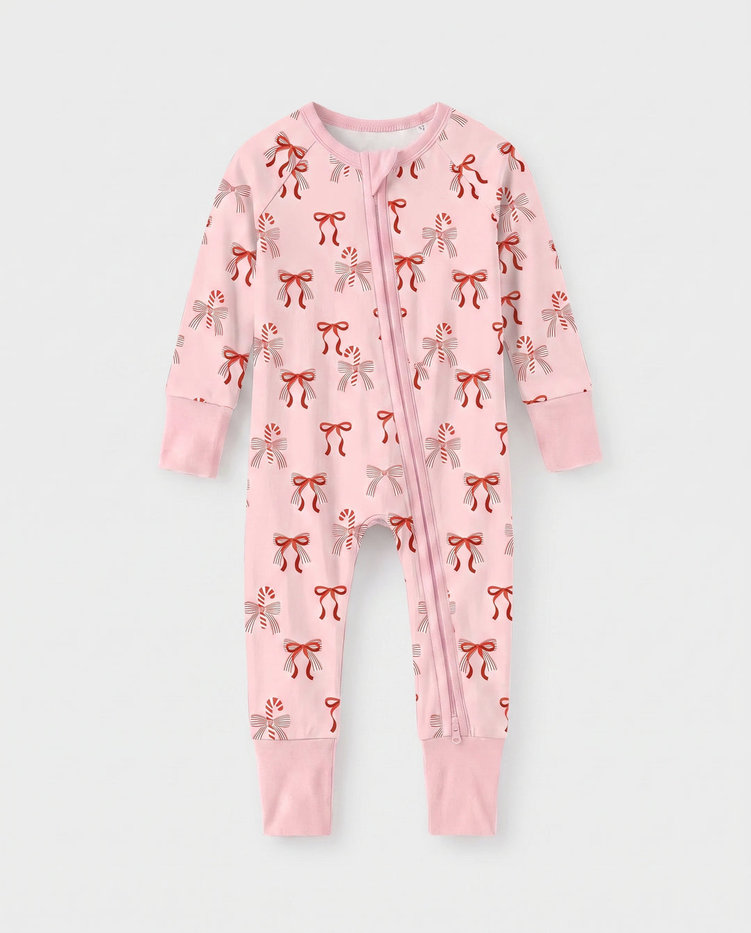 Christmas Bamboo Waffle Bamboo Convertible Zipper Romper