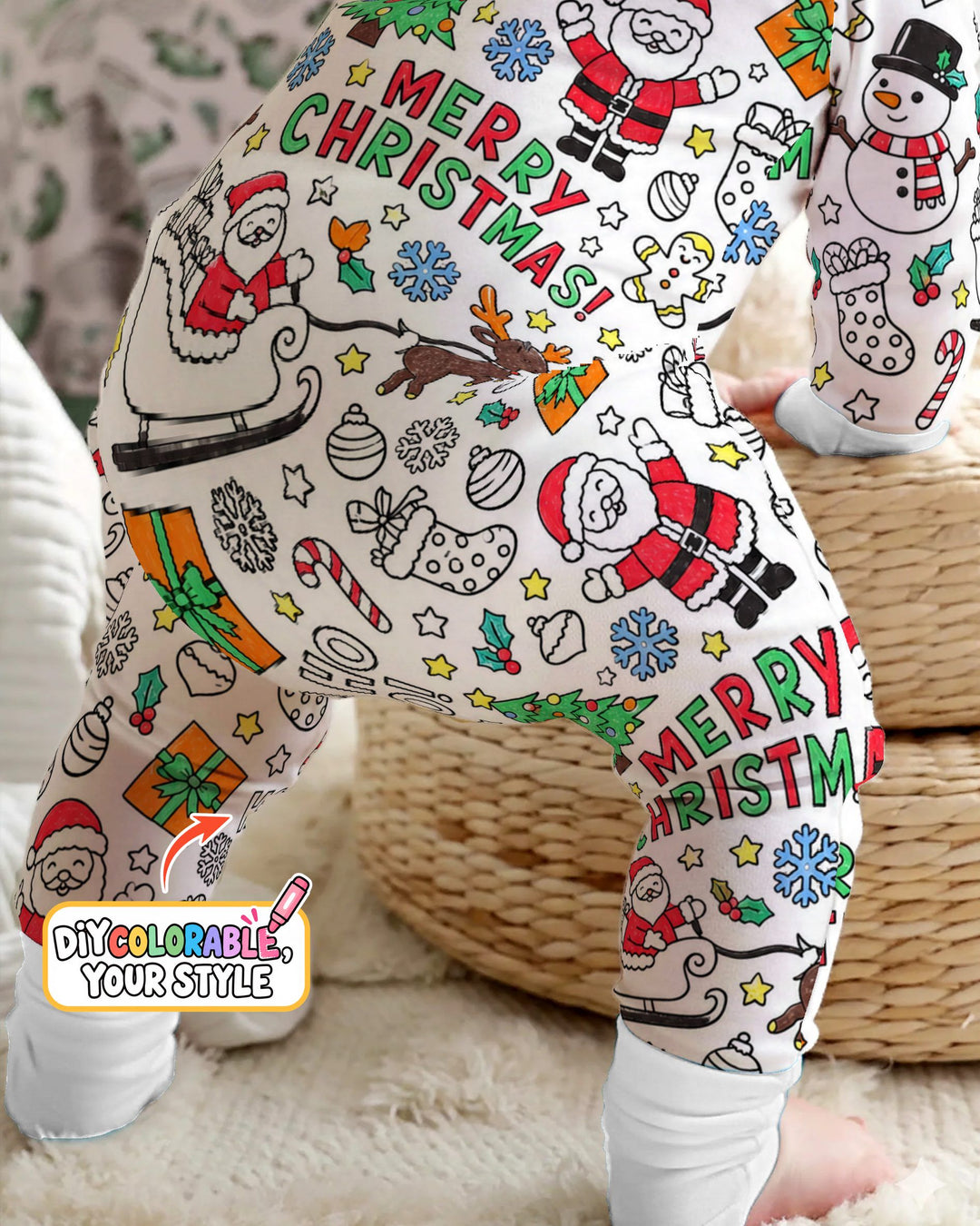 Merry Christmas Doodle Party Colorable Bamboo Convertible Zippy