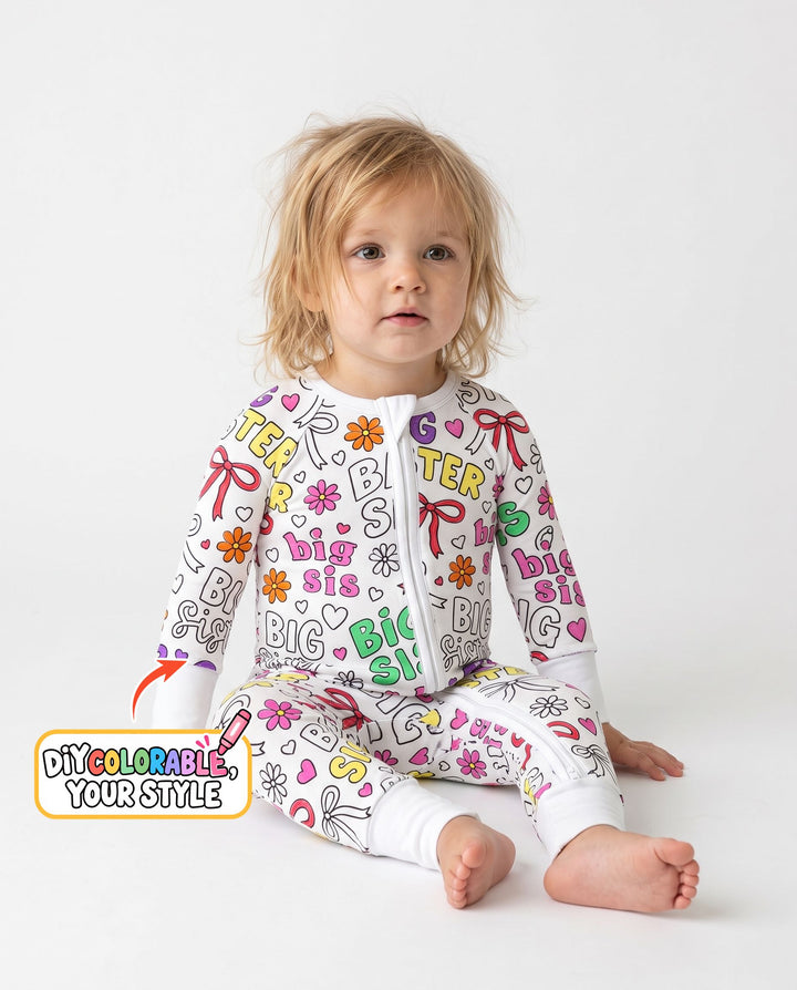 Big Sister Bows & Flowers Colorable Bamboo Convertible Zippy