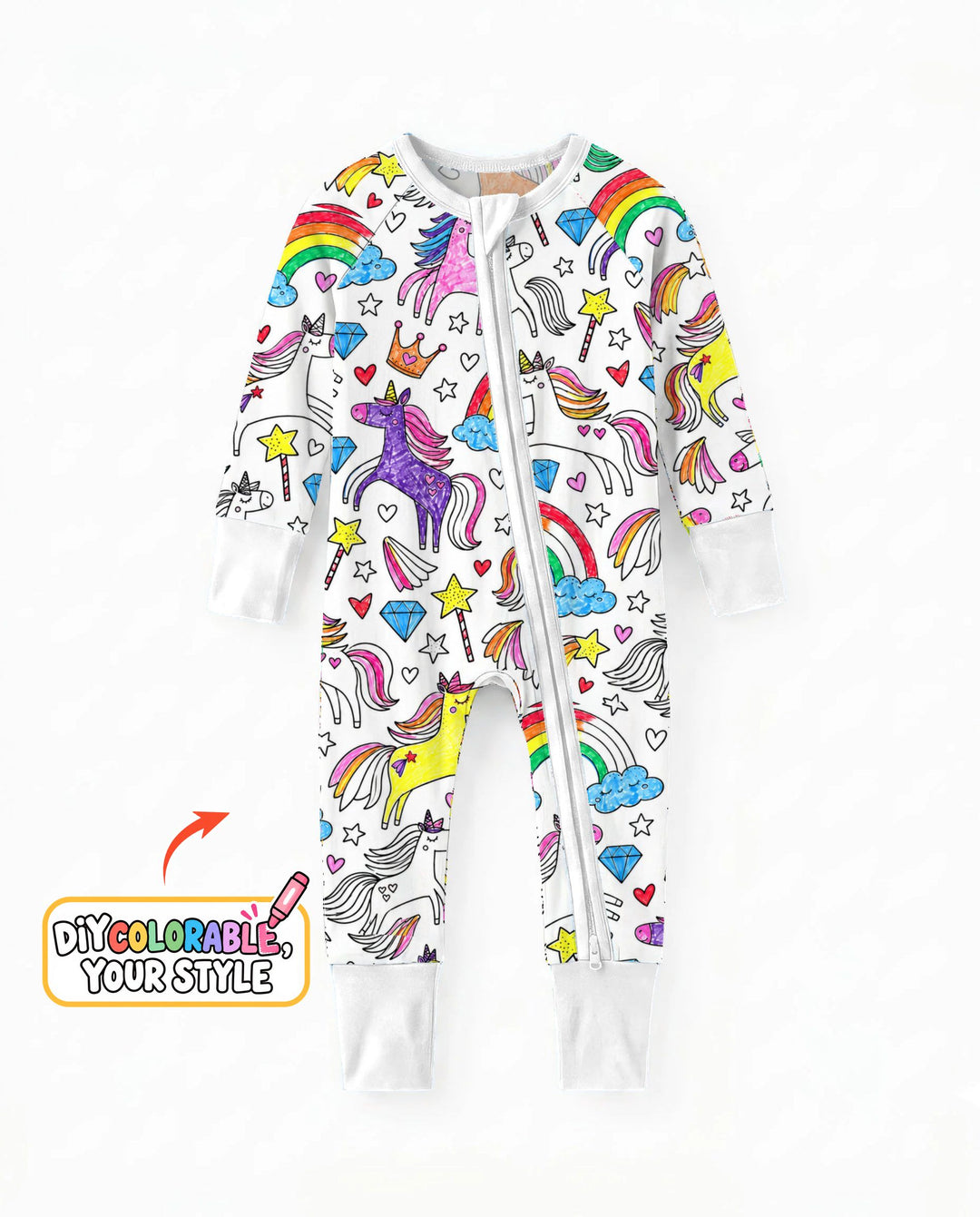 Rainbow Unicorn Magic Doodles Colorable Bamboo Convertible Zippy