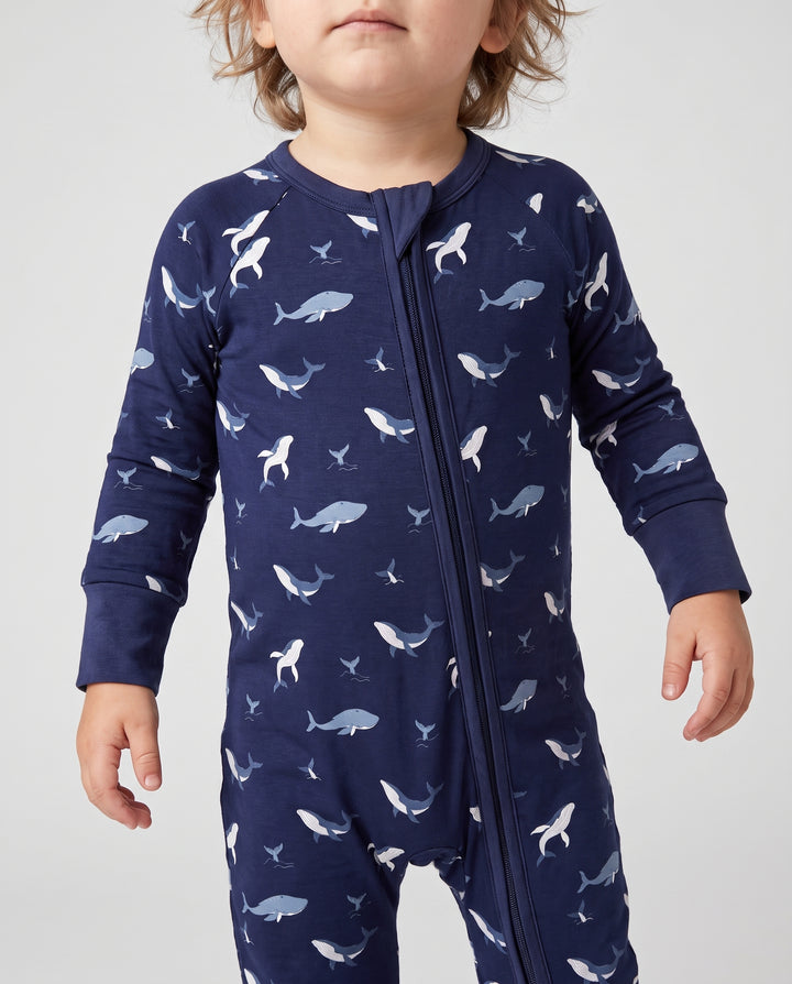 Tiny Whale Tide Bamboo Convertible Zipper Romper