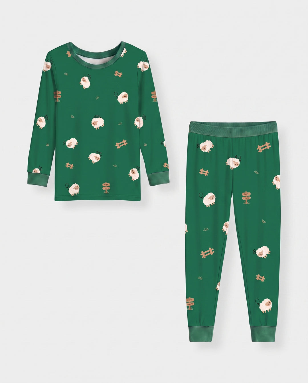 Little Sheep Meadow Bamboo Two Piece Long Sleeve Pajama Set