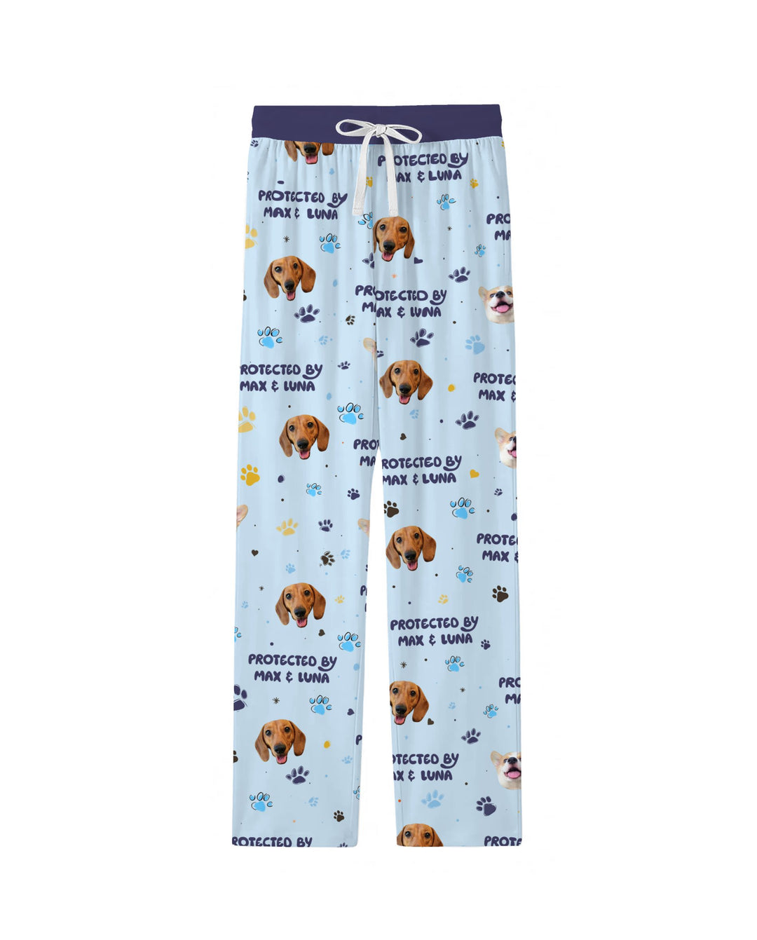 Custom Dog Photos "Protected By" Pawfect Blue Bamboo Men's Pajama Set