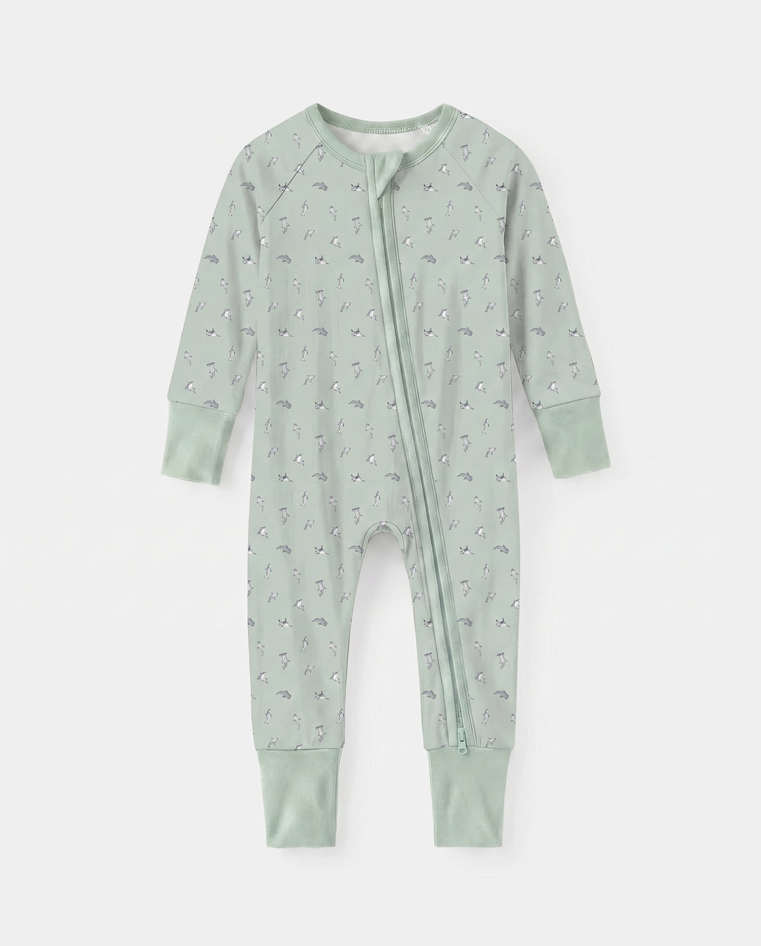 Seafoam Dolphin Dance Bamboo Convertible Zipper Romper