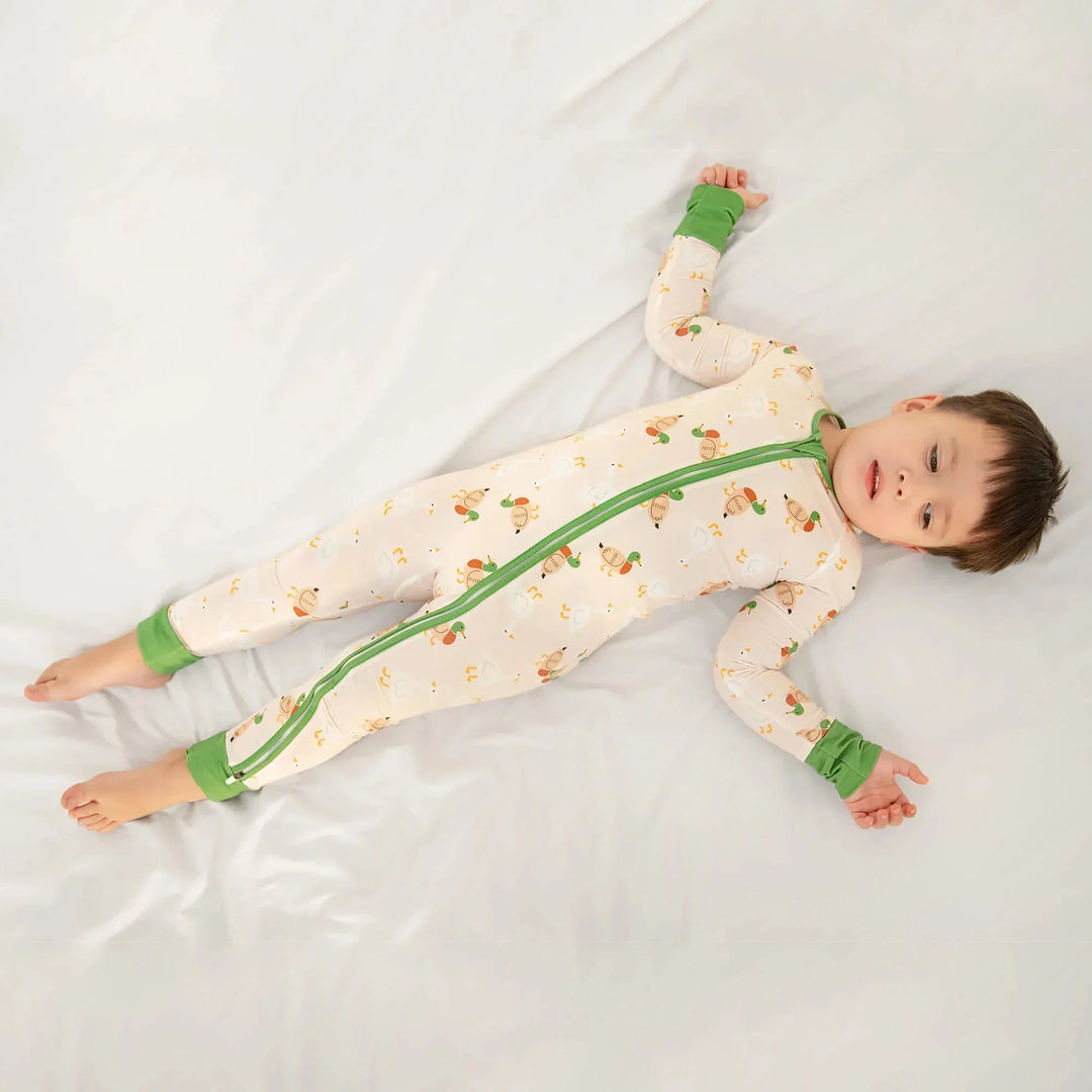 Geese and Ducks Convertible Zippered Romper , Geese and Ducks Convertible Zippered Romper - Newborn